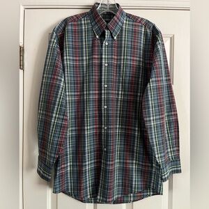 JOS A BANK blue plaid Travelers button down shirt S
